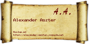 Alexander Aszter névjegykártya